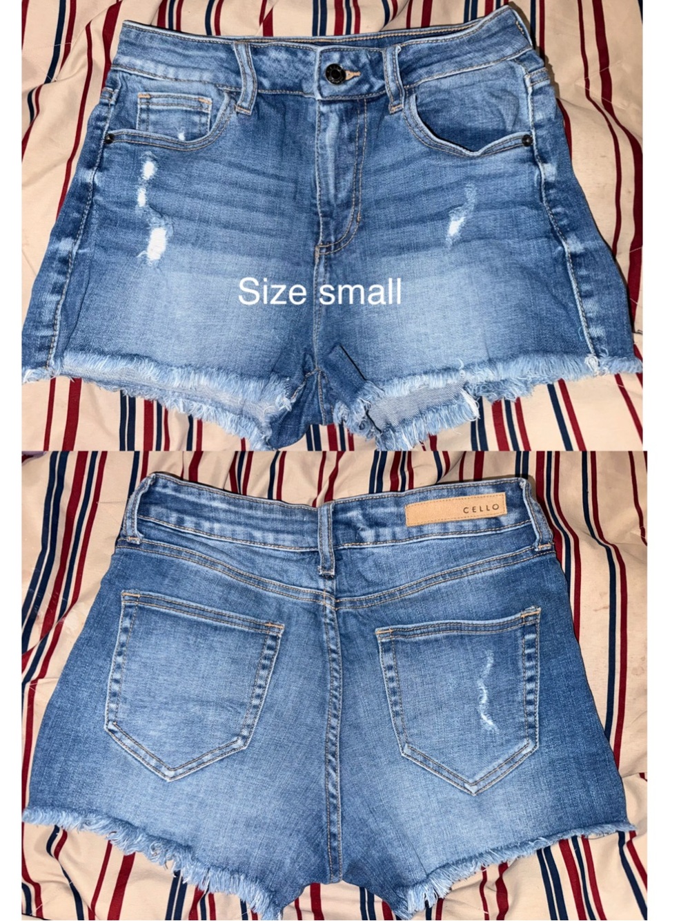 Cello Medium Blue Distressed Denim Cutoff Shorts